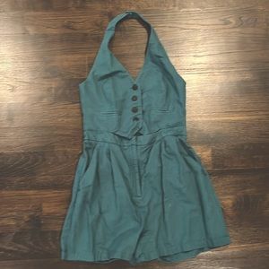 Zara forest green button up romper
